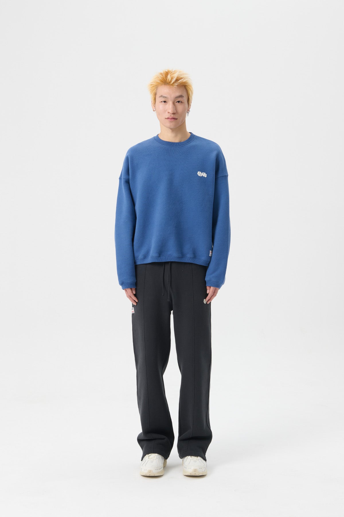 STACK LOGO ICON CREWNECK SWEATSHIRT - TRUE NAVY
